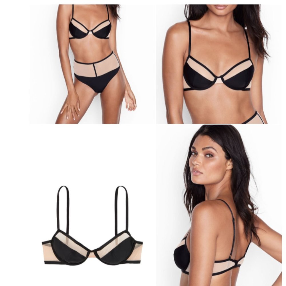 Victoria's Secret Black and Nude Contrast Underwire Bra